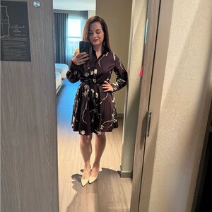 a new day Dark Purple and White Floral Long Sleeve Dress